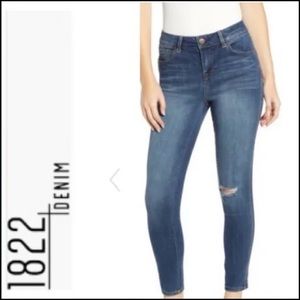 1822 vintage denim high rise skinny ankle blue jeans